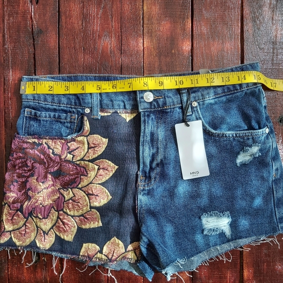Mango Jacquard Floral Denim Shorts NWT Size 6 $60 - Picture 4 of 12